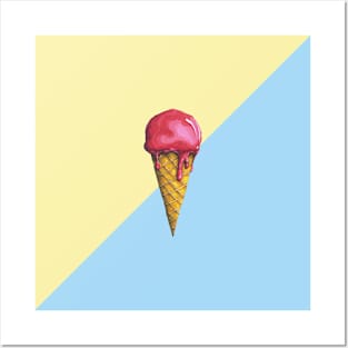 Raspberry Ice-cream Cone Posters and Art